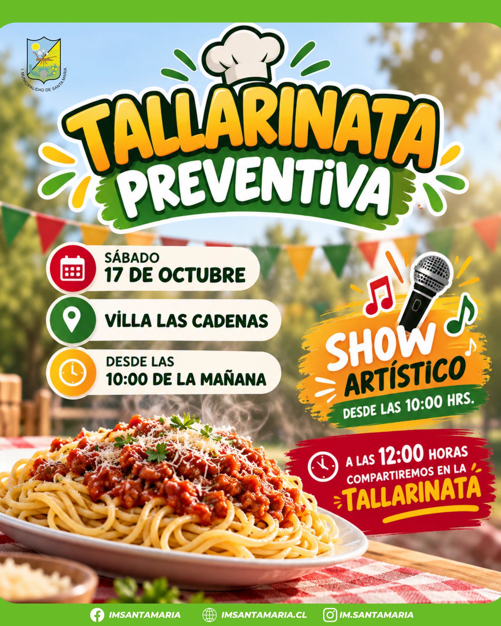 Tallarinata Preventiva y Show Artístico en Villa Las Cadenas