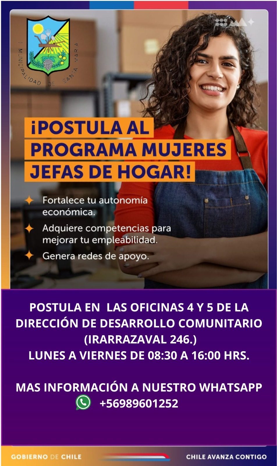¡Postula al Programa Mujeres Jefas de Hogar!