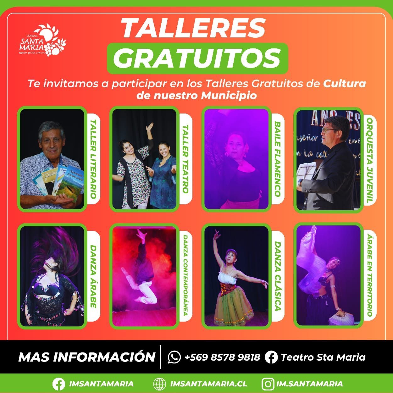 ¡Inscríbete en los Talleres Culturales 2025 de Santa María!