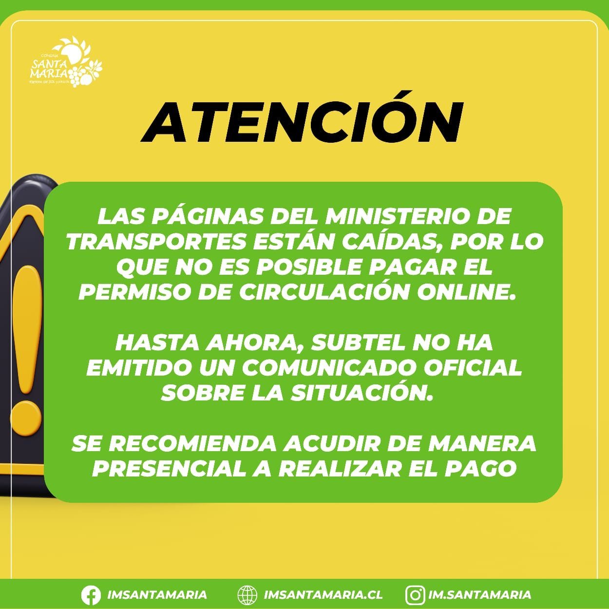 ATENCIÓN NO es posible pagar el Permiso de Circulación online